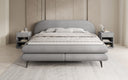 Lit boxspring Marisol avec tête de lit ovale en Bouclé