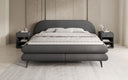 Lit boxspring Marisol avec tête de lit ovale en Bouclé