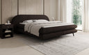 Lit boxspring Marisol avec tête de lit ovale en Bouclé