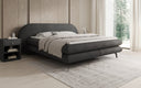 Lit boxspring Marisol avec tête de lit ovale en Bouclé