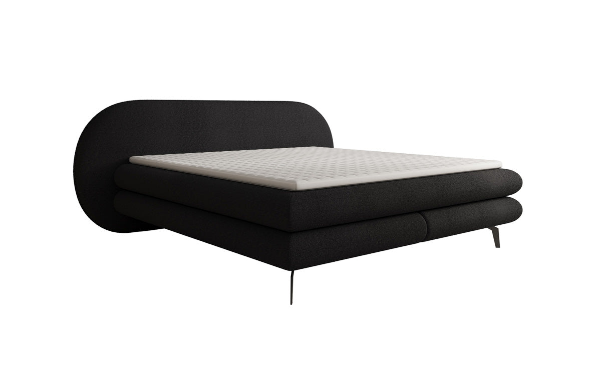 Lit boxspring Marisol avec tête de lit ovale en Bouclé