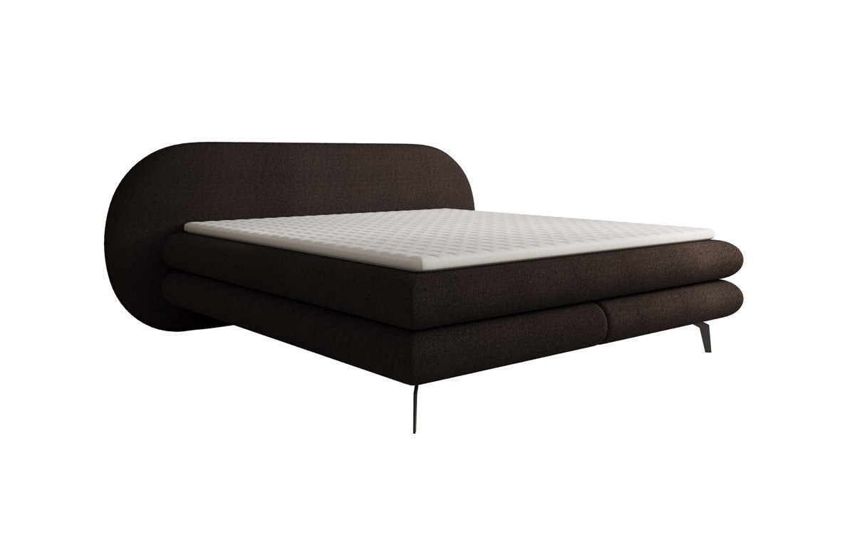 Lit boxspring Marisol avec tête de lit ovale en Bouclé