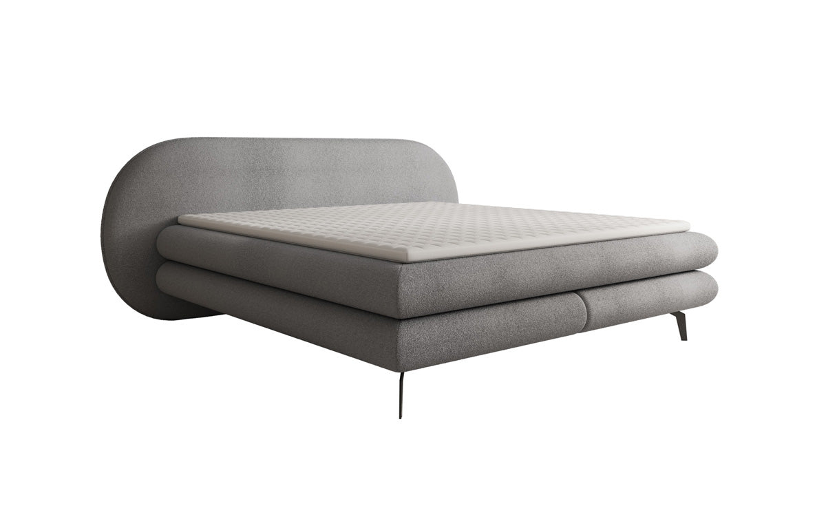 Lit boxspring Marisol avec tête de lit ovale en Bouclé