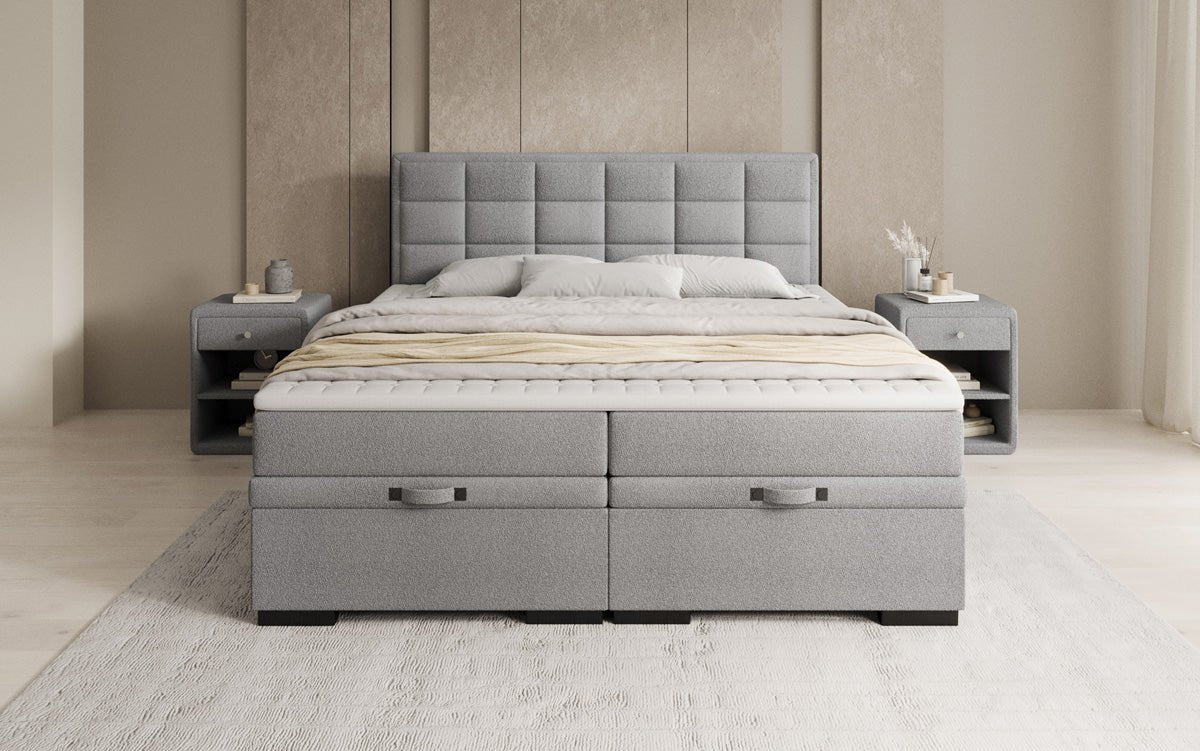 Boxspringbett Alessia mit Stauraum in Teddy Bouclé