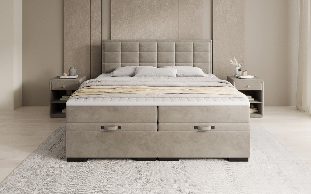 Boxspringbett Alessia mat Späicherplaz a Samt