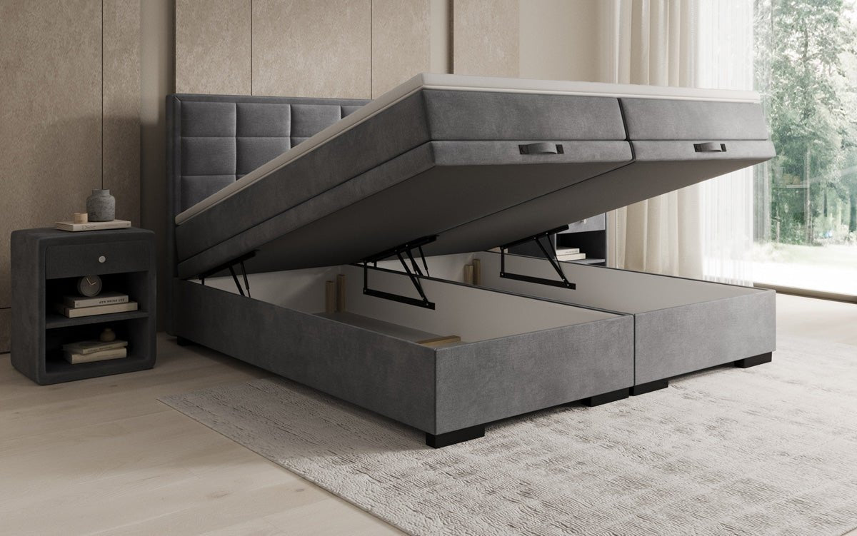 Boxspringbett Alessia mat Späicherplaz a Samt