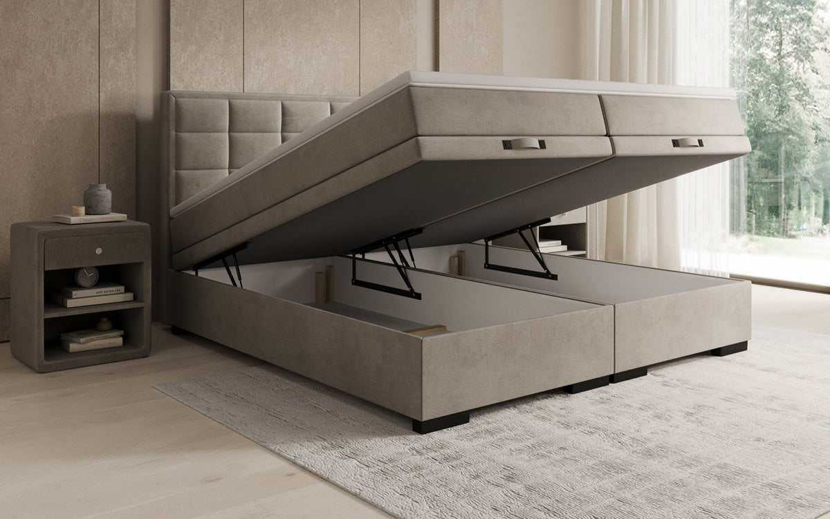 Boxspringbett Alessia mat Späicherplaz a Samt