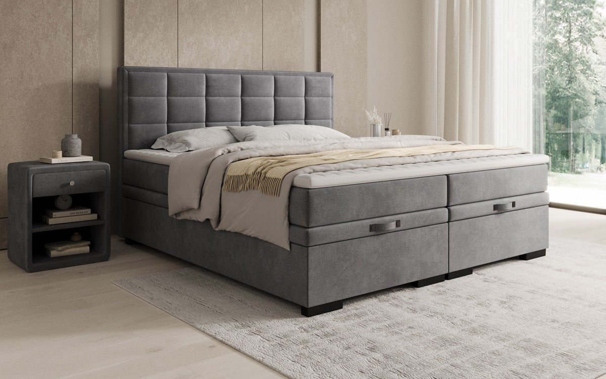 Lit boxspring Alessia avec rangement en Velours