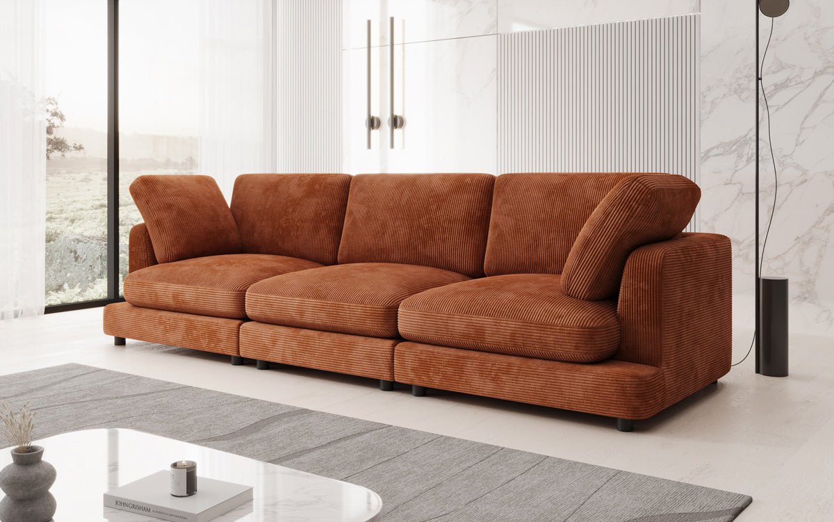 Designer 3 Seater Sofa Thalessa in Corduroy