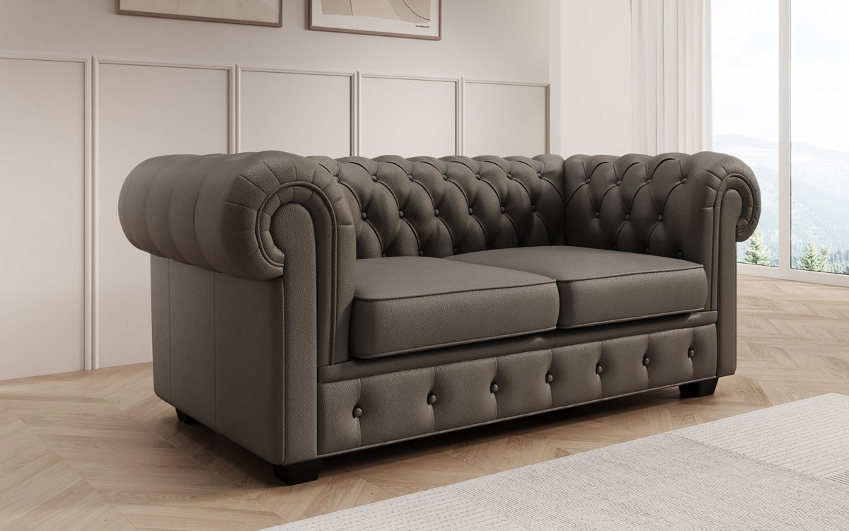Chesterfield 2 Sëtz Sofa Royal a Echtläder