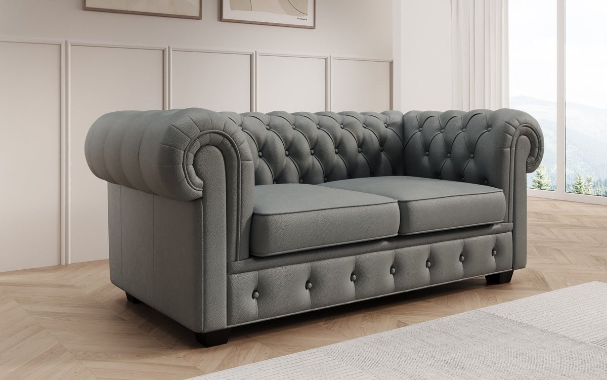 Chesterfield 2 Sëtz Sofa Royal a Echtläder