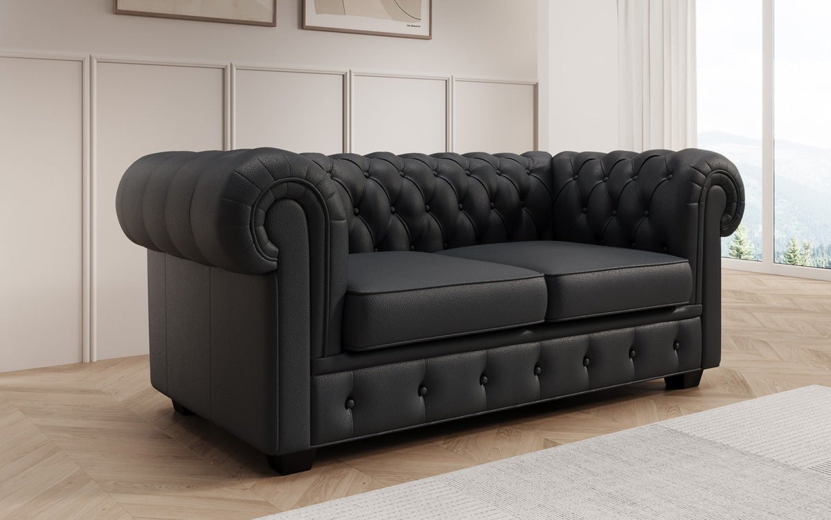 Chesterfield 2 Sëtz Sofa Royal a Echtläder