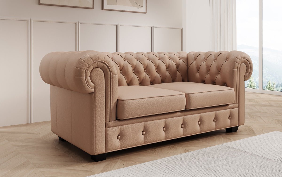 Chesterfield 2 Sëtz Sofa Royal a Echtläder
