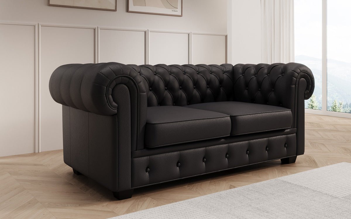 Chesterfield 2 Sëtz Sofa Royal a Echtläder