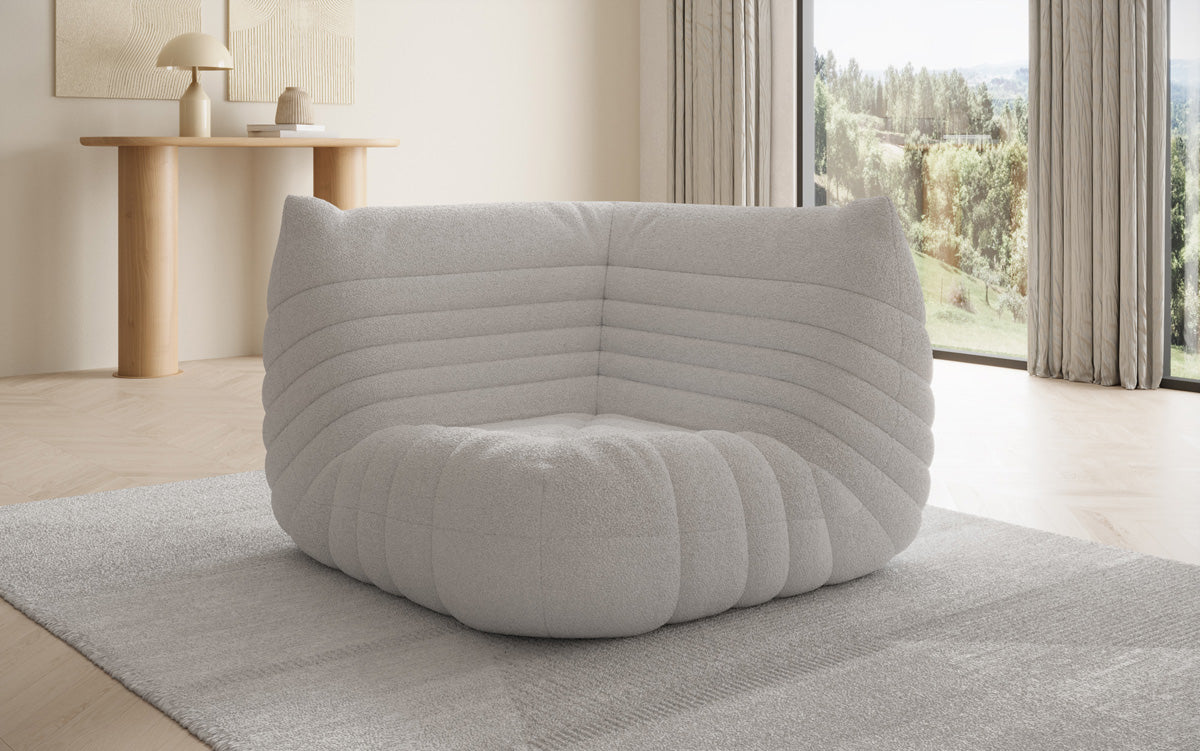 Designer Eckmodul Sofa-Sessel Calmo am Teddy Bouclé