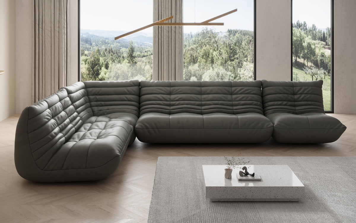 Designer Sofa Wohnlandschaft Calmo in Echtleder