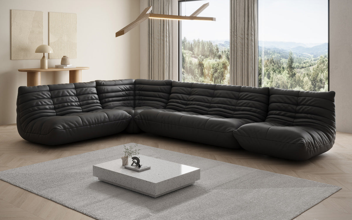 Designer Sofa Wohnlandschaft Calmo in Echtleder