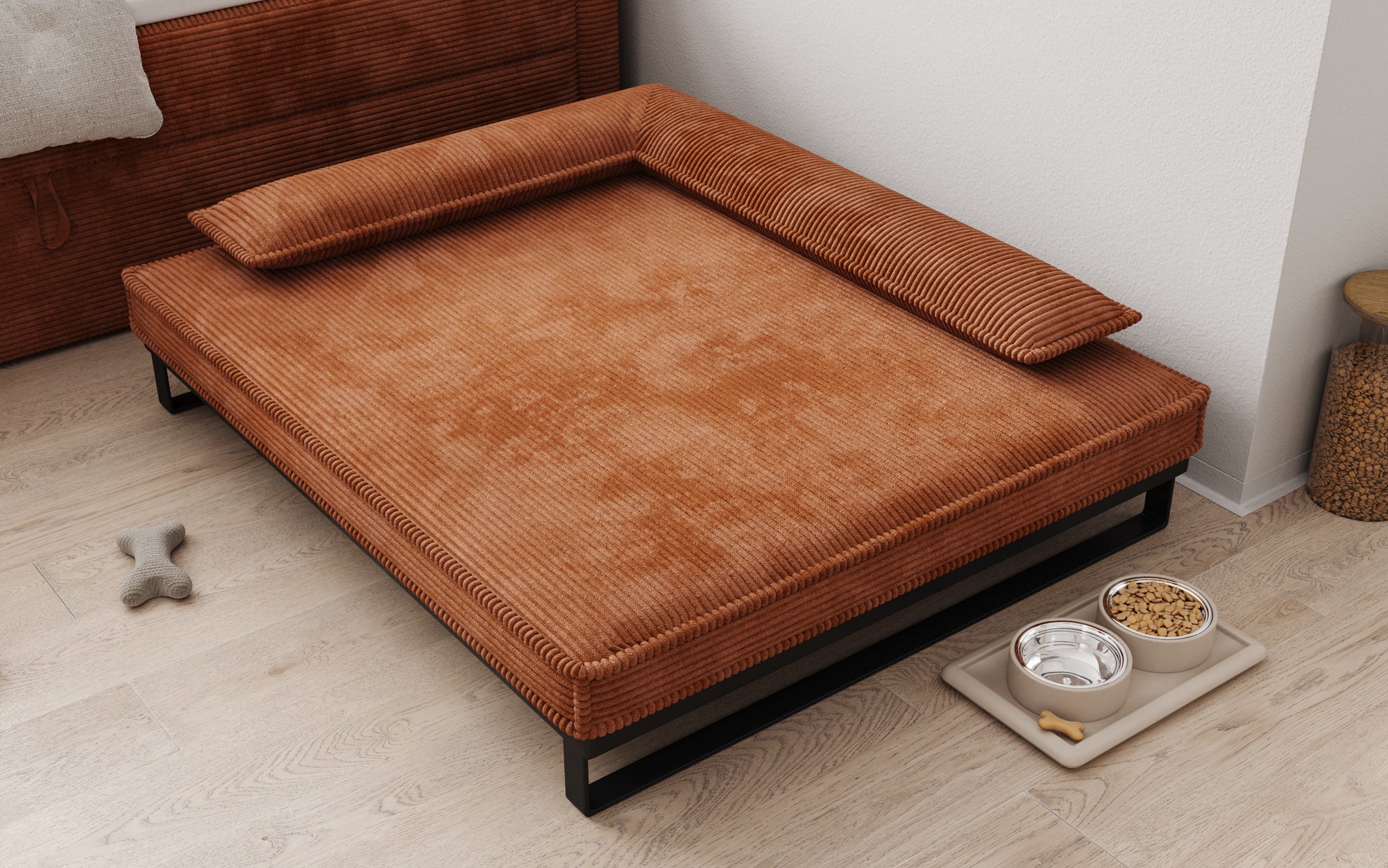 Hundebett Milo – 100x120 cm mit Cordbezug & Metallrahmen
