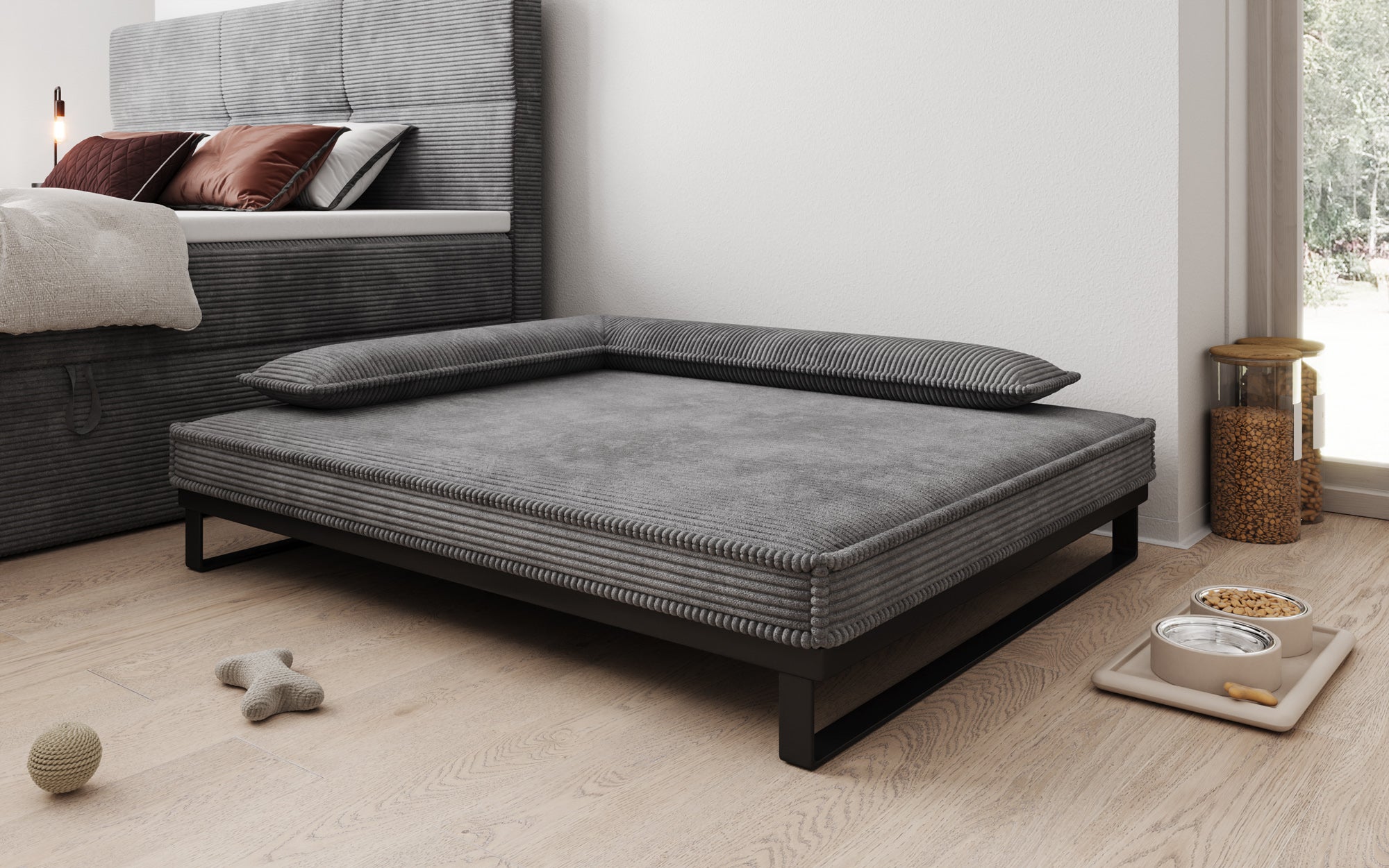 Hundebett Milo – 100x120 cm mit Cordbezug & Metallrahmen