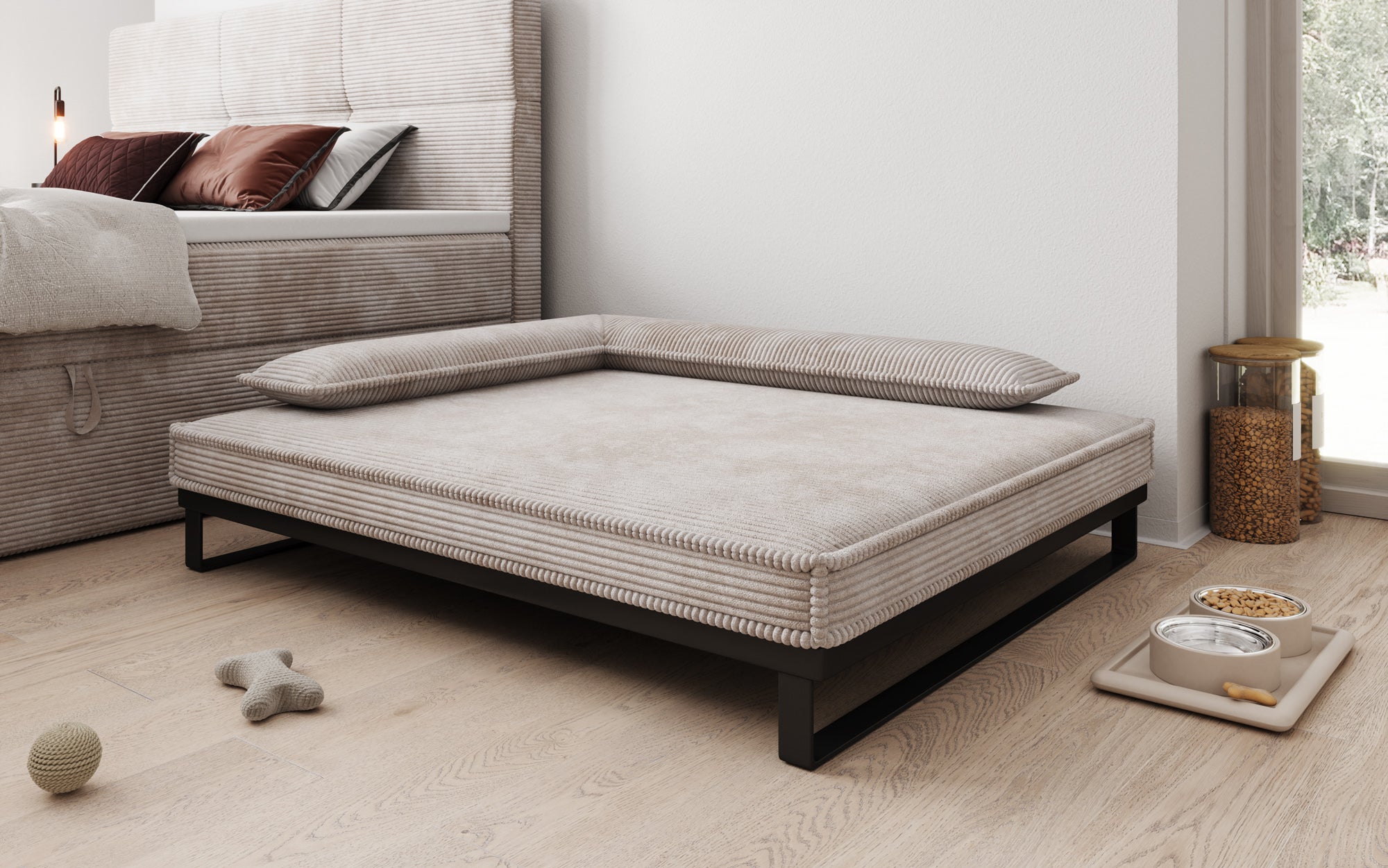 Hundebett Milo – 100x120 cm mit Cordbezug & Metallrahmen
