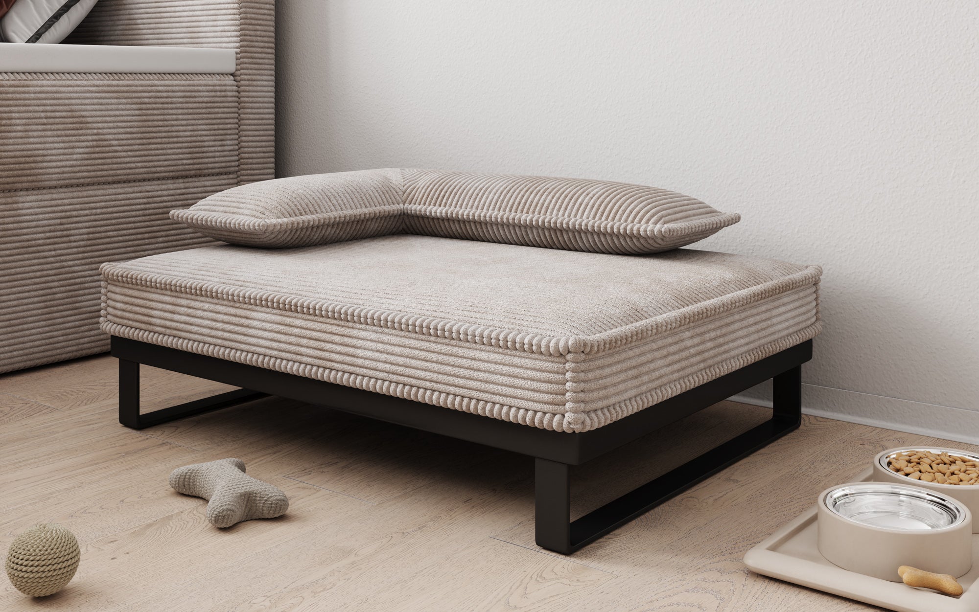 Hundebett Milo – 80×60 cm mit Cordbezug & Metallrahmen