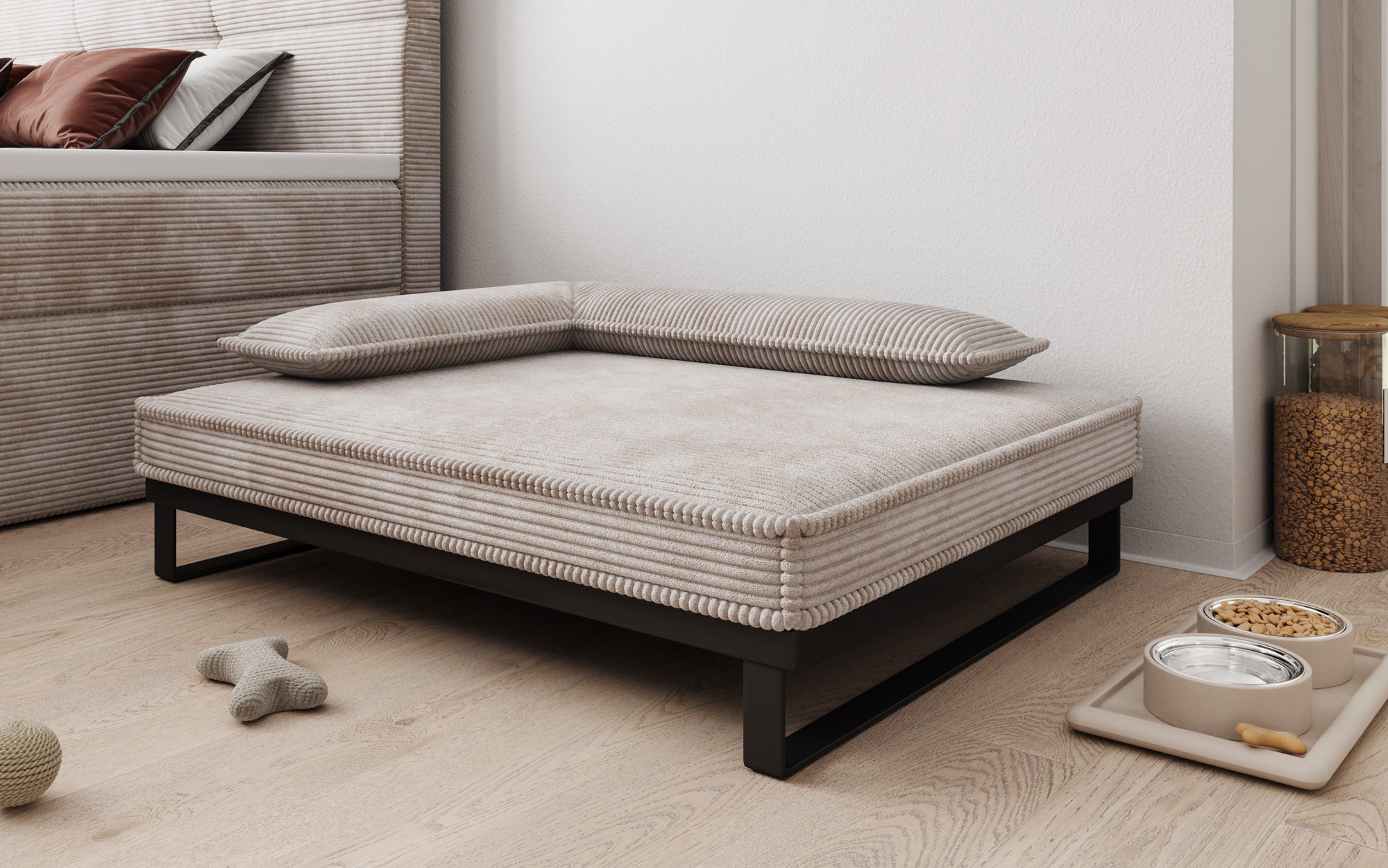 Hundebett Milo – 80×100 cm mit Cordbezug & Metallrahmen