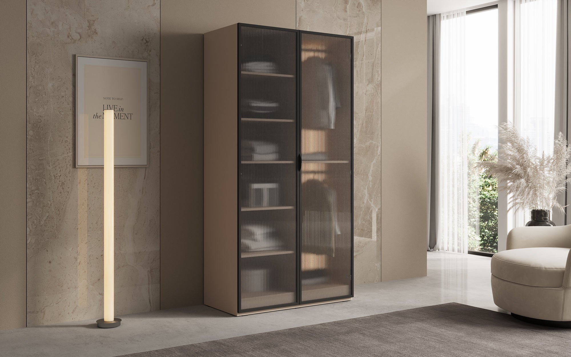 Modulo Arda – Armoire design avec façade en verre cannelé