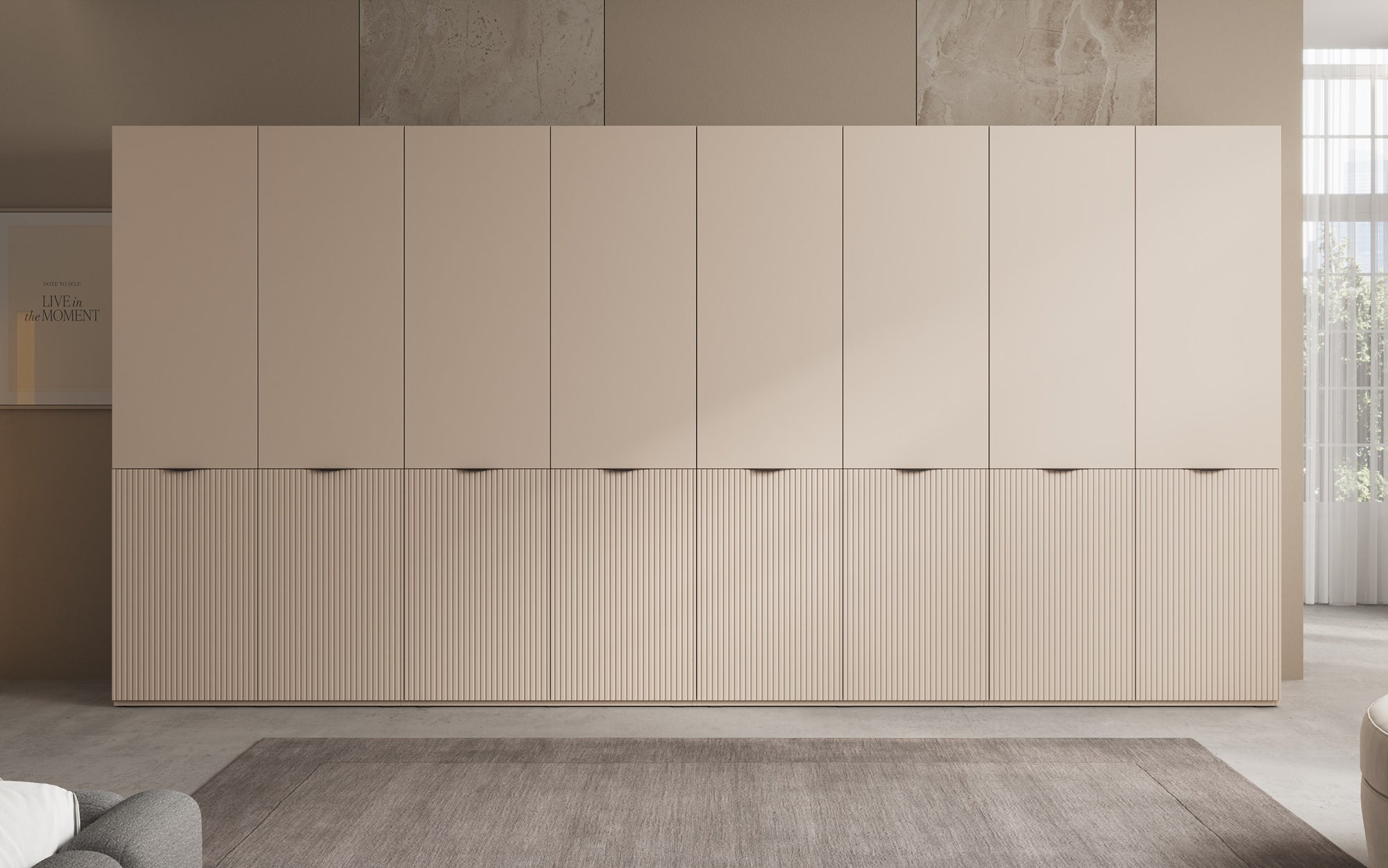 Modulo Faro XL – Armoire design à quatre modules avec façade MDF structurée