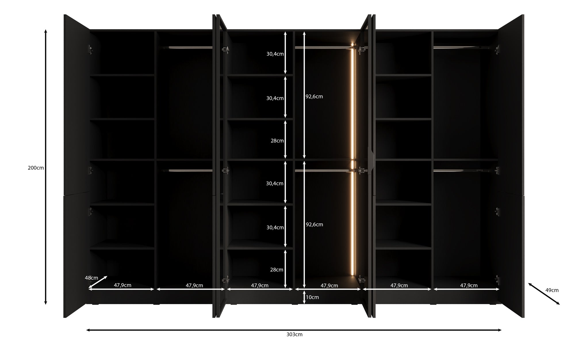 Modulo Serin – Armoire design à trois modules avec façade en bois et verre structuré