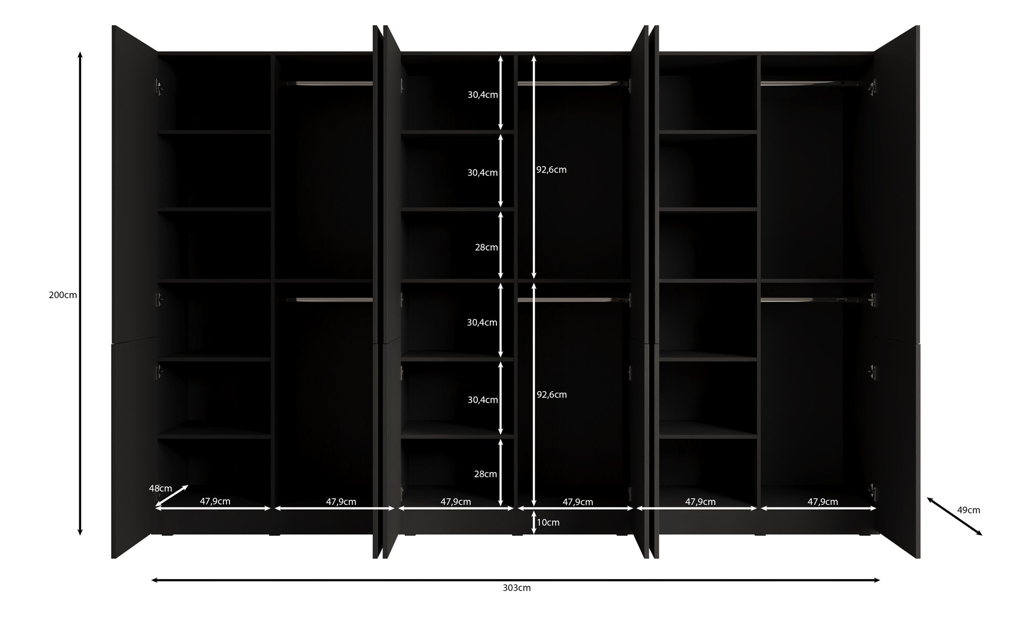 Modulo Faro – Armoire à vêtements design à trois modules avec façade MDF structurée