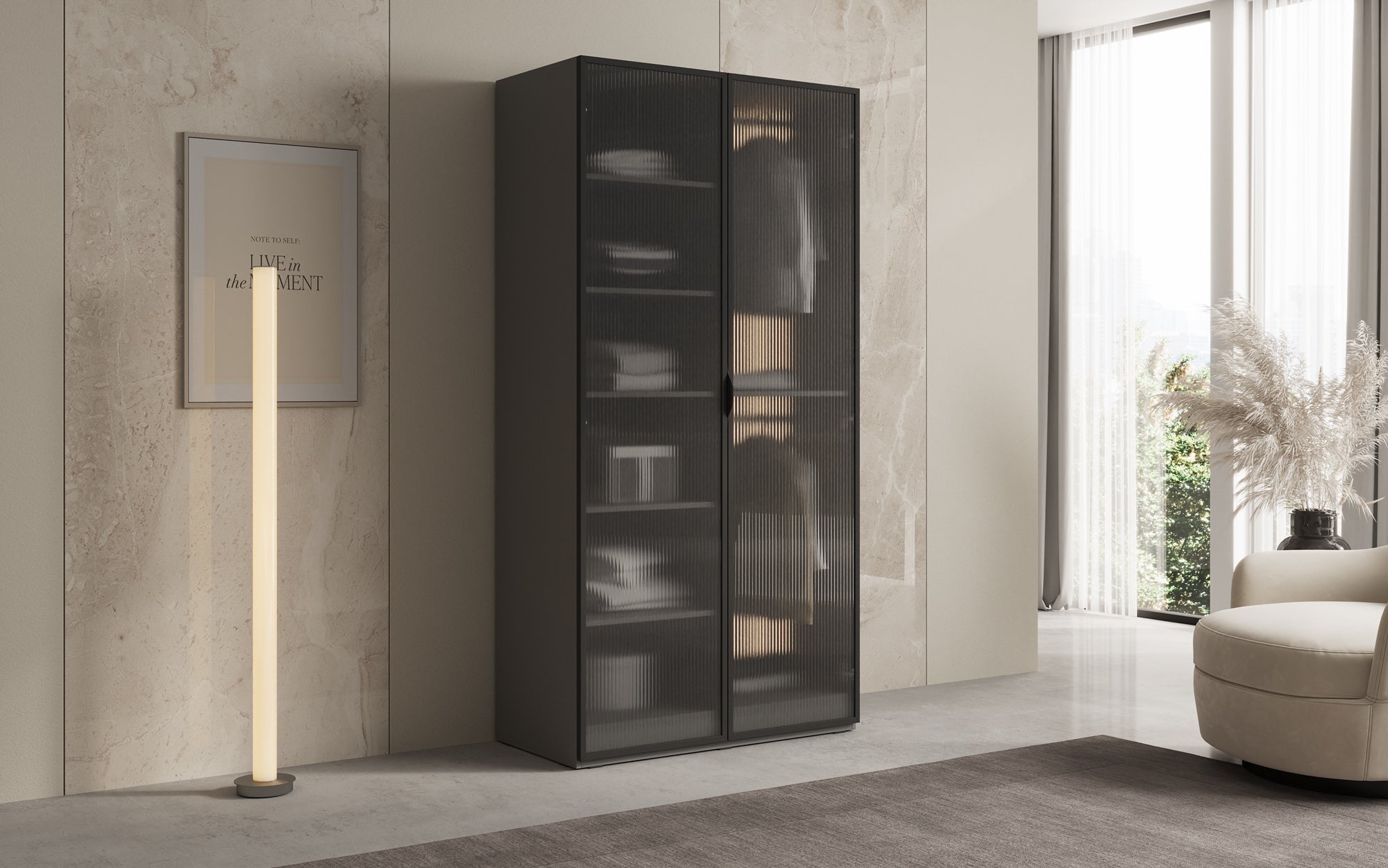 Modulo Arda – Armoire design avec façade en verre cannelé