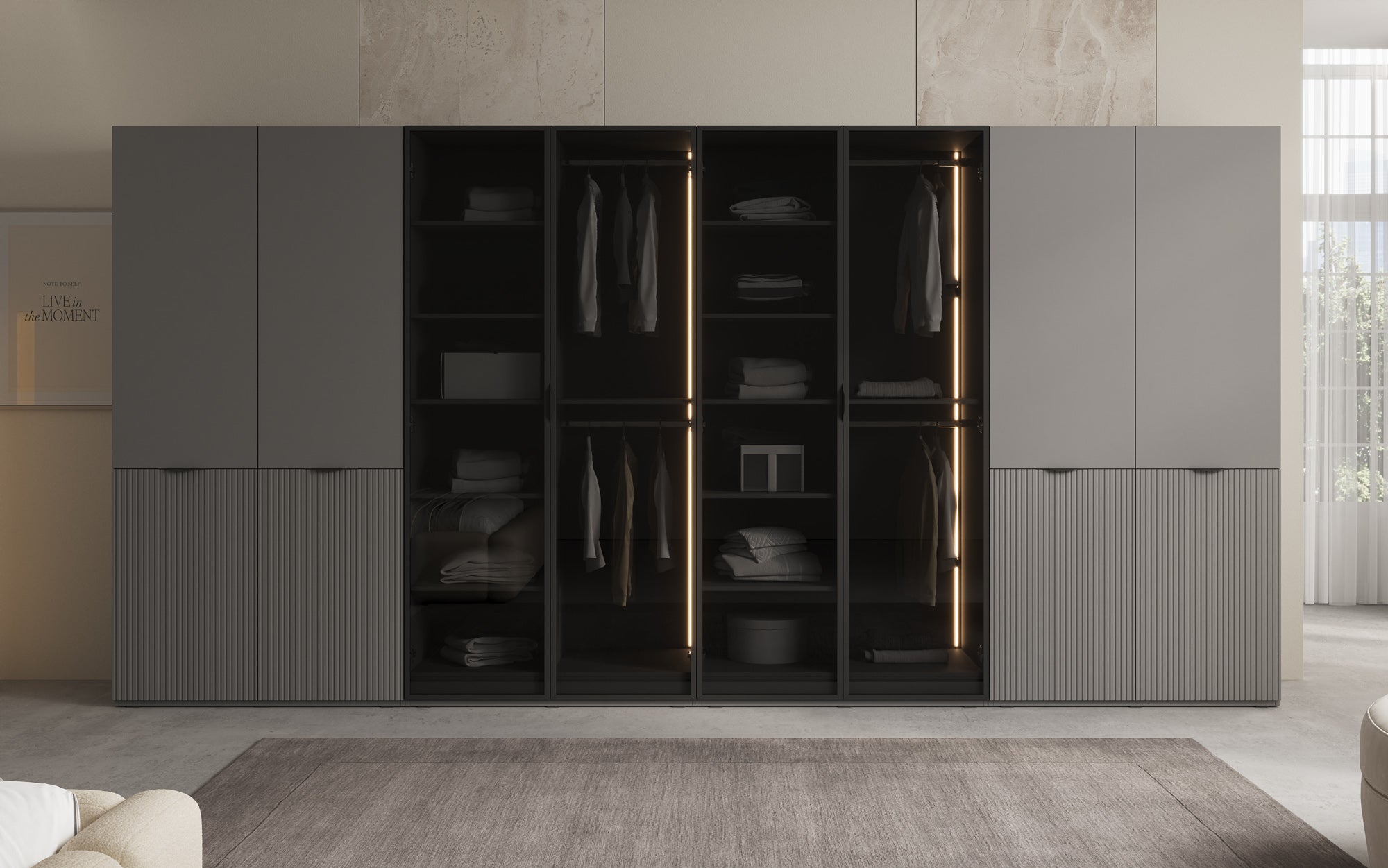Modulo Verno – Armoire modulaire au design modulaire avec façade en verre et structurelle