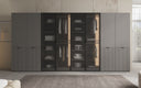 Moduro Rivon – Modularen Design-Kleiderschaf mat geriffelter Glasfront a Strukturpaneele