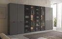 Moduro Rivon – Modularen Design-Kleiderschaf mat geriffelter Glasfront a Strukturpaneele