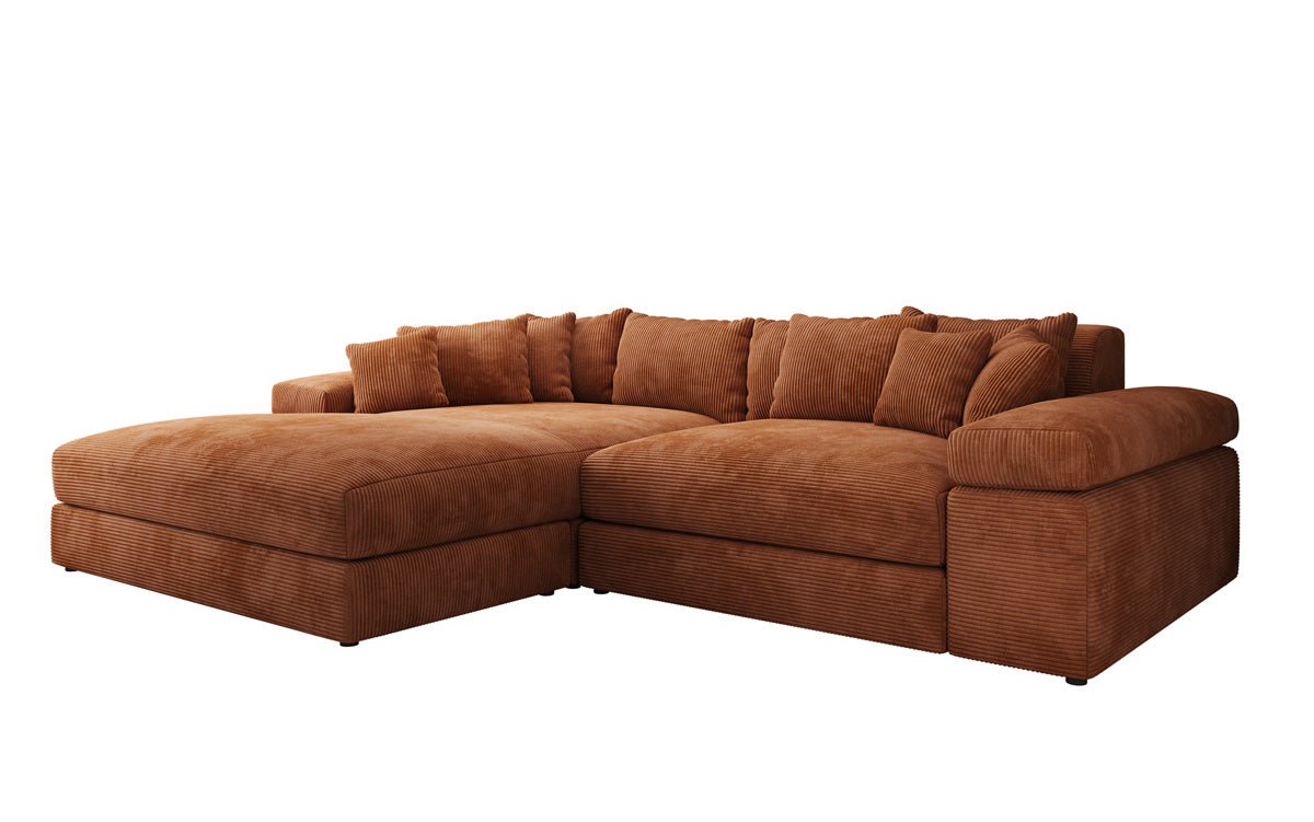 Designer Sofa Bernardo with wide Ottoman in Corduroy