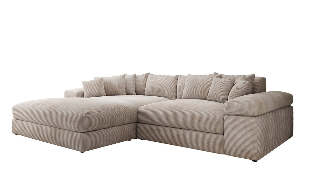 Designer Sofa Bernardo with wide Ottoman in Corduroy