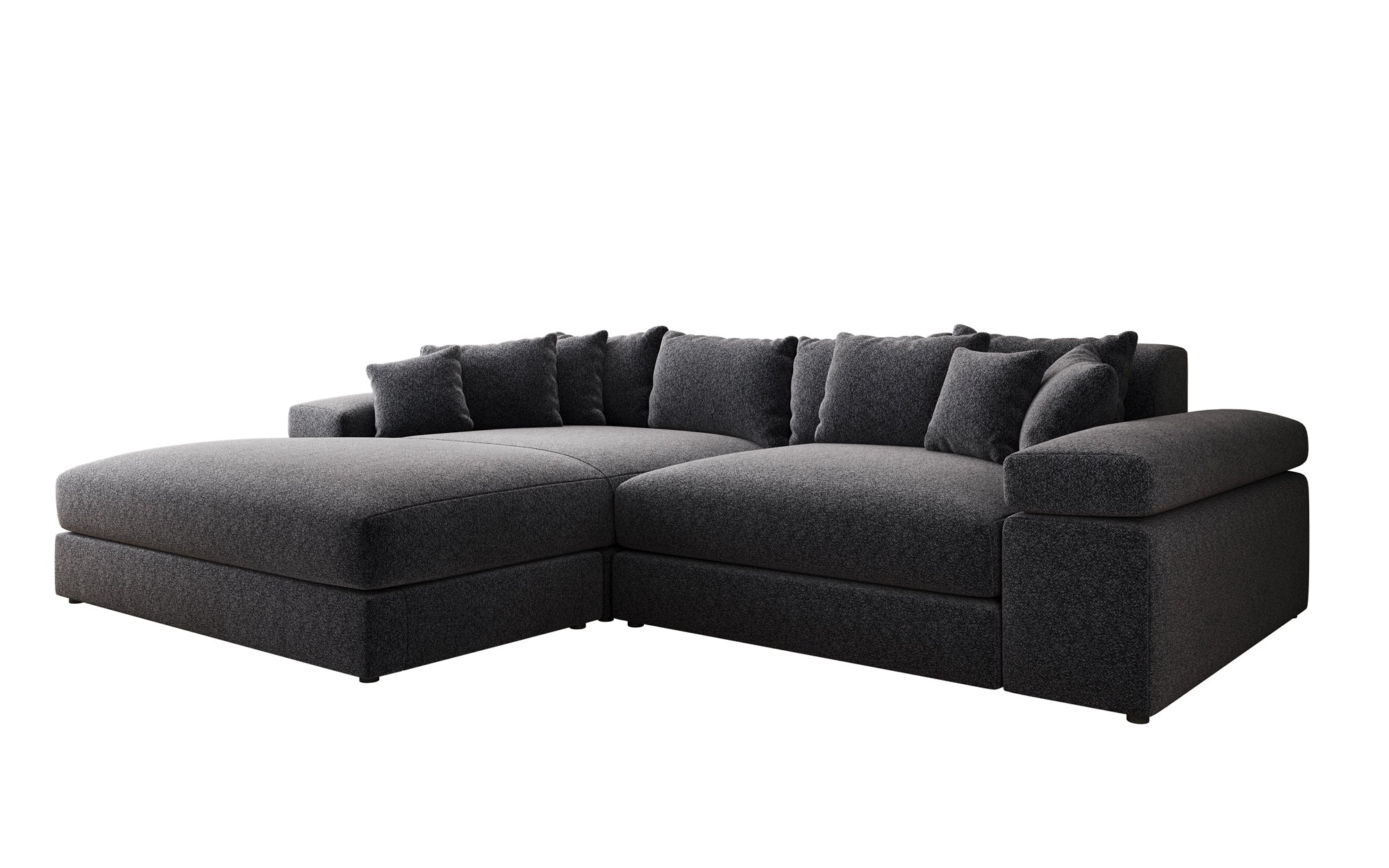 Designer Sofa Bernardo mit breiter Ottomane in Strukturstoff