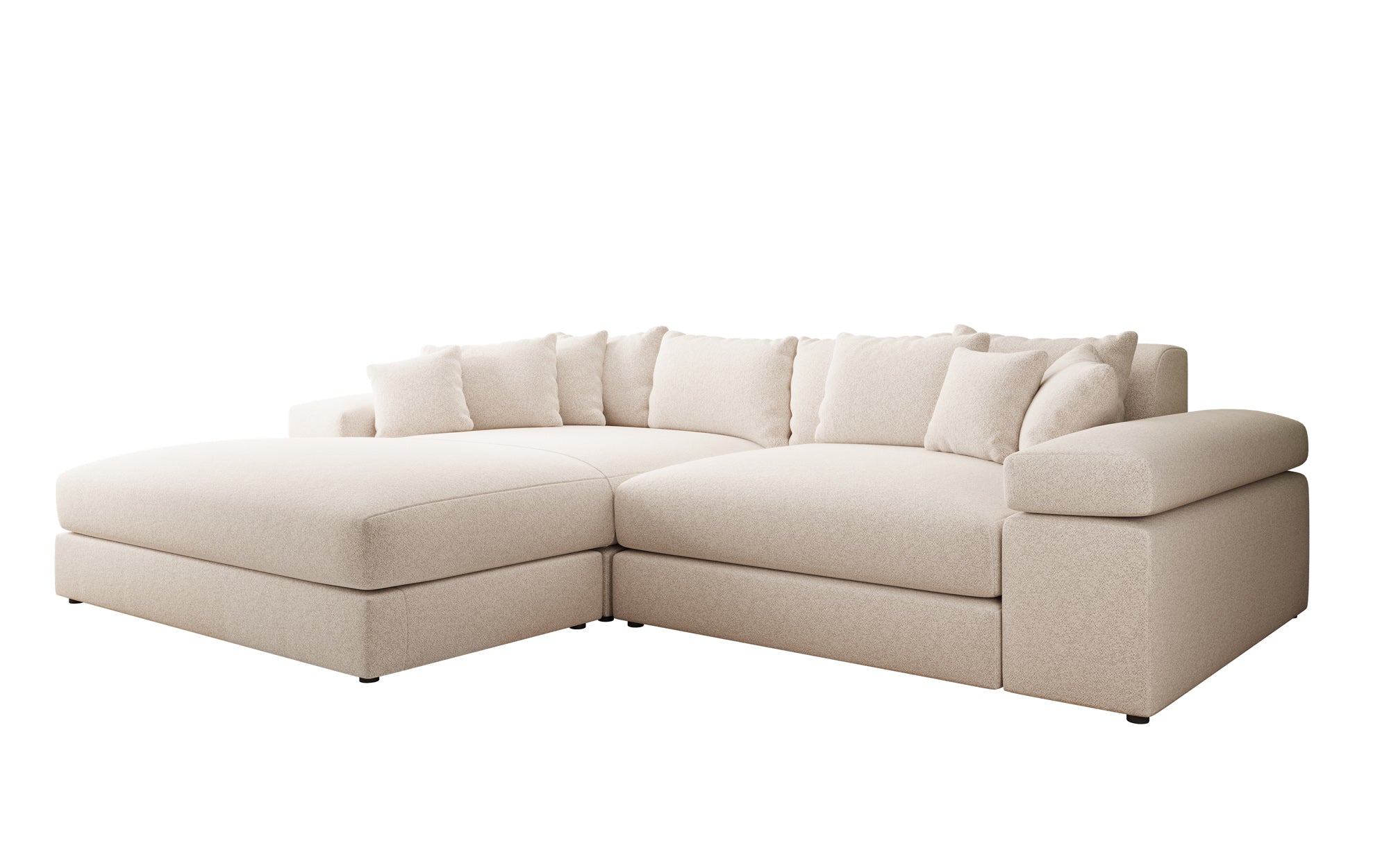 Designer Sofa Bernardo mit breiter Ottomane in Strukturstoff