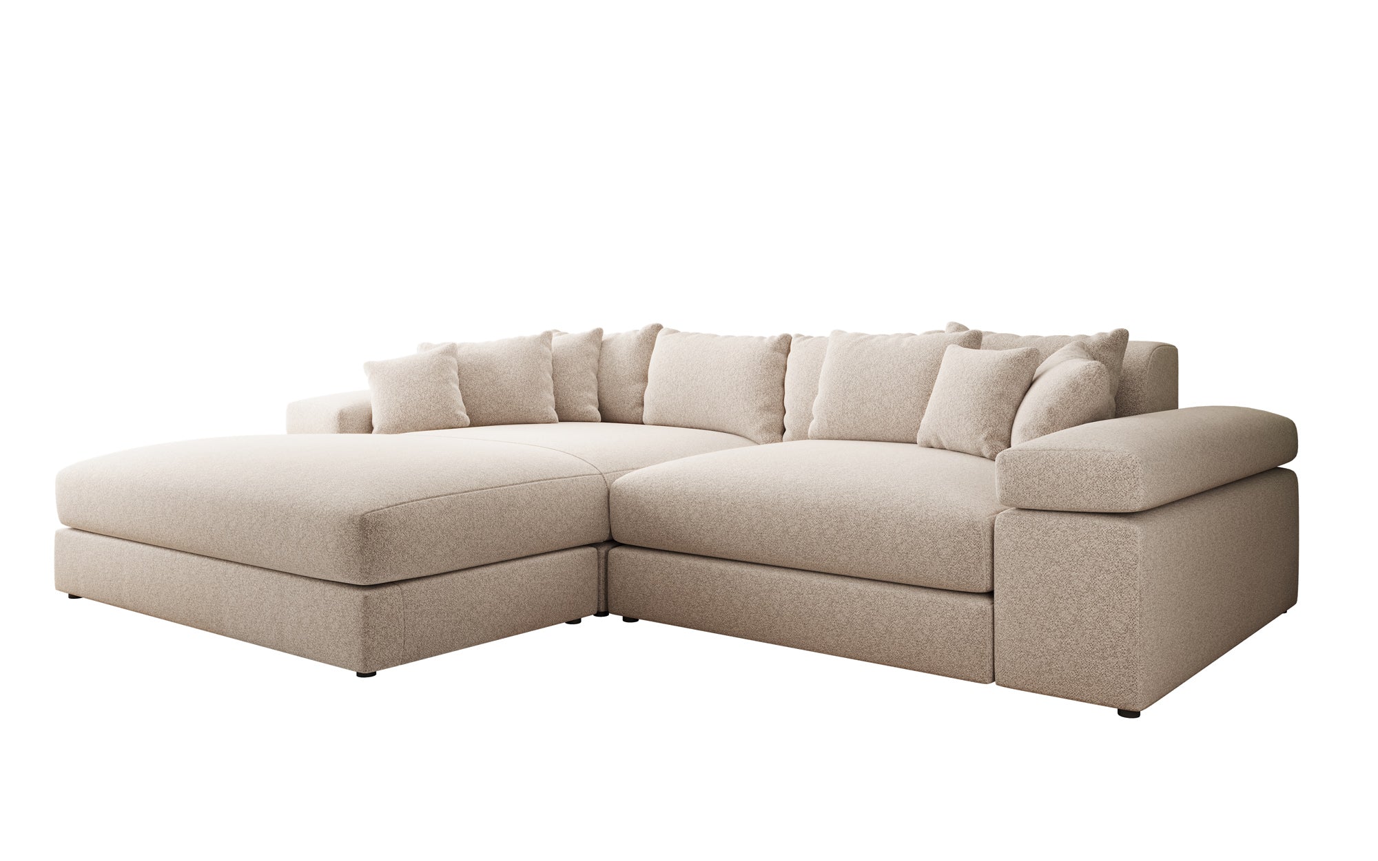 Designer Sofa Bernardo mit breiter Ottomane in Strukturstoff