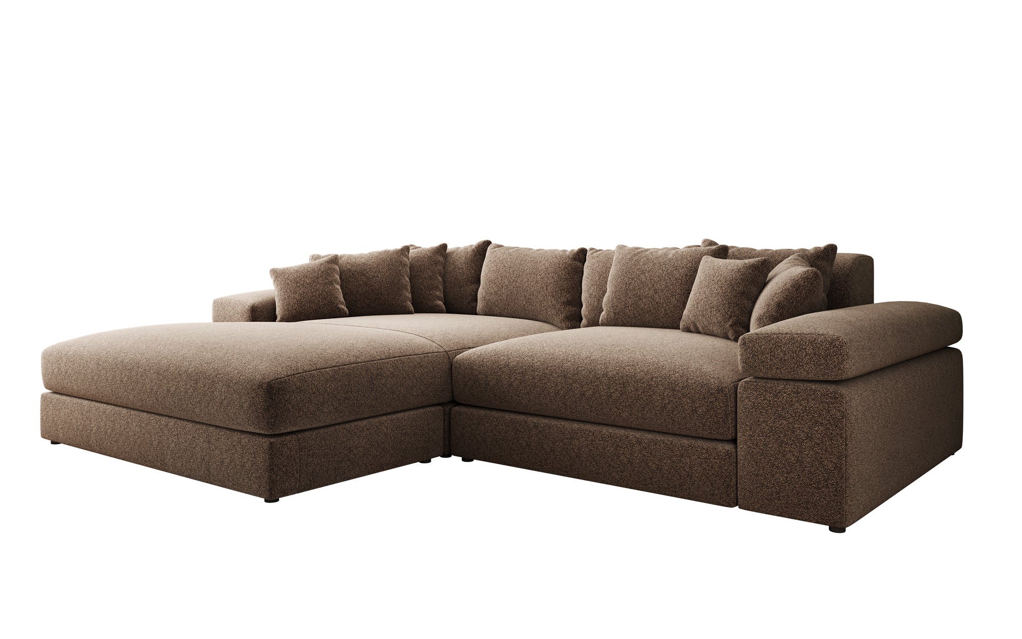 Designer Sofa Bernardo mit breiter Ottomane in Strukturstoff