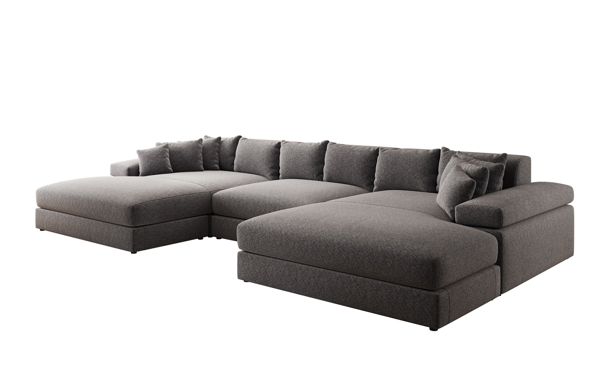 Designer Sofa Bernardo U with Wide Ottoman in Textured Fabric