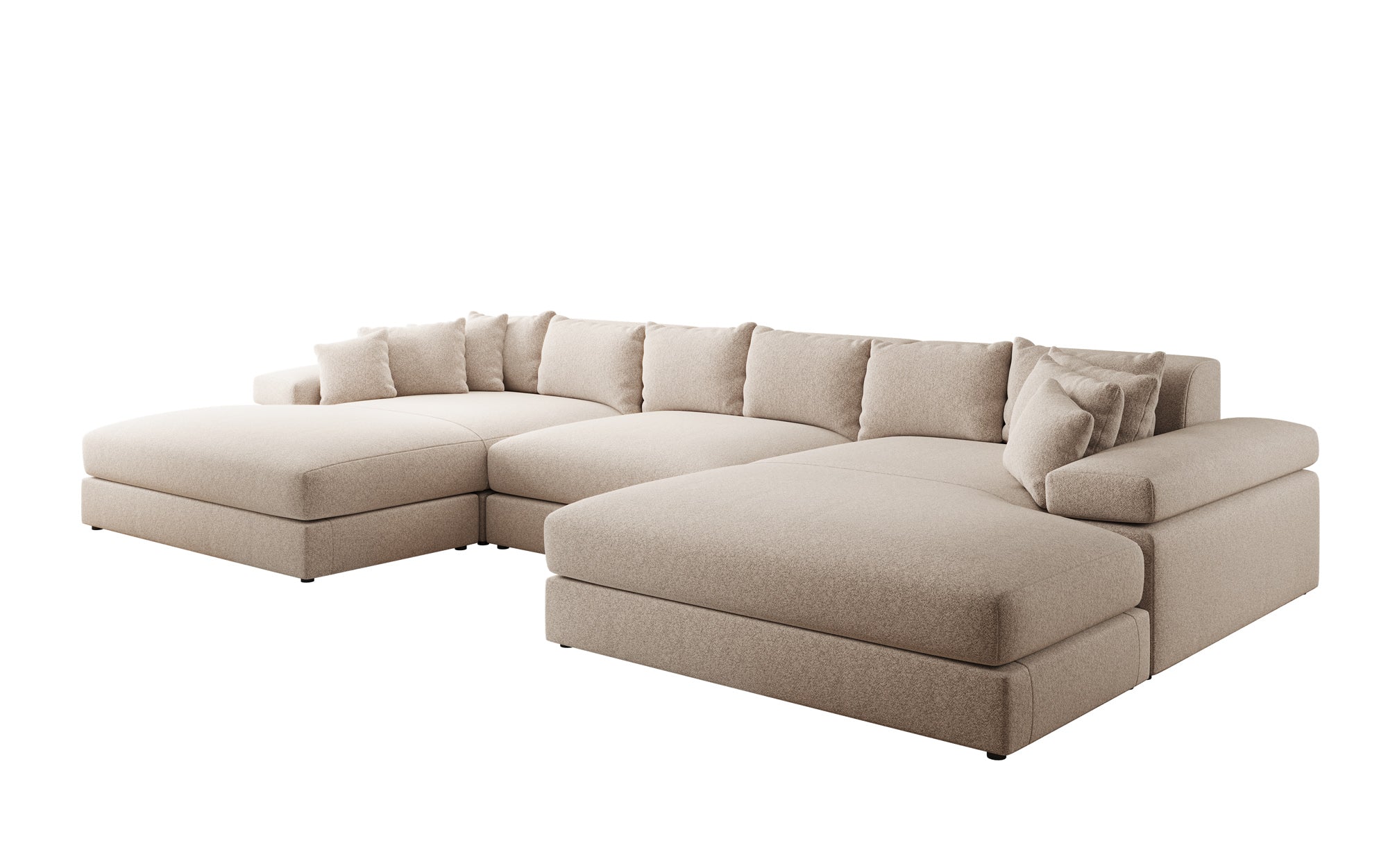 Designer Sofa Bernardo U with Wide Ottoman in Textured Fabric