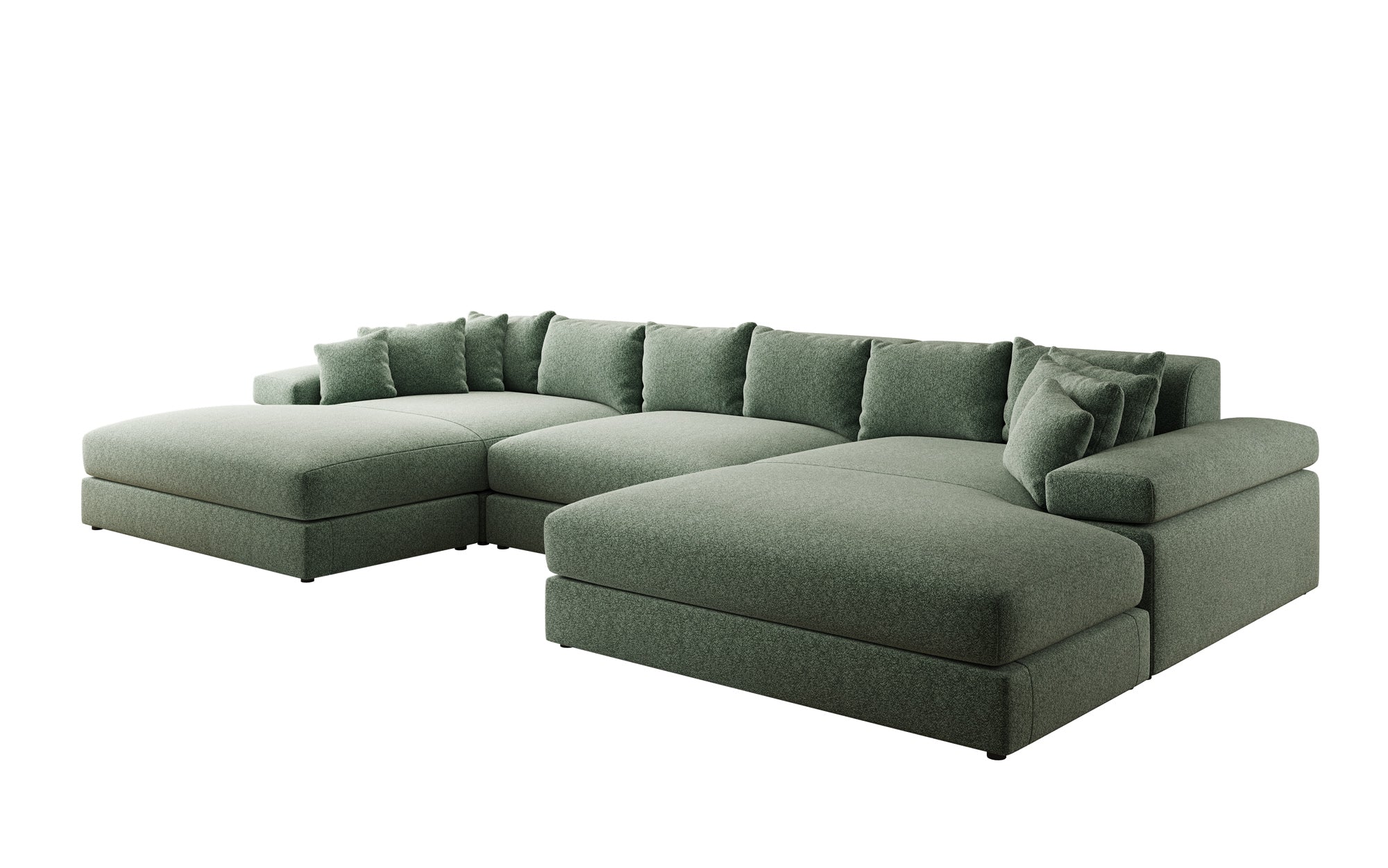 Designer Sofa Bernardo U with Wide Ottoman in Textured Fabric