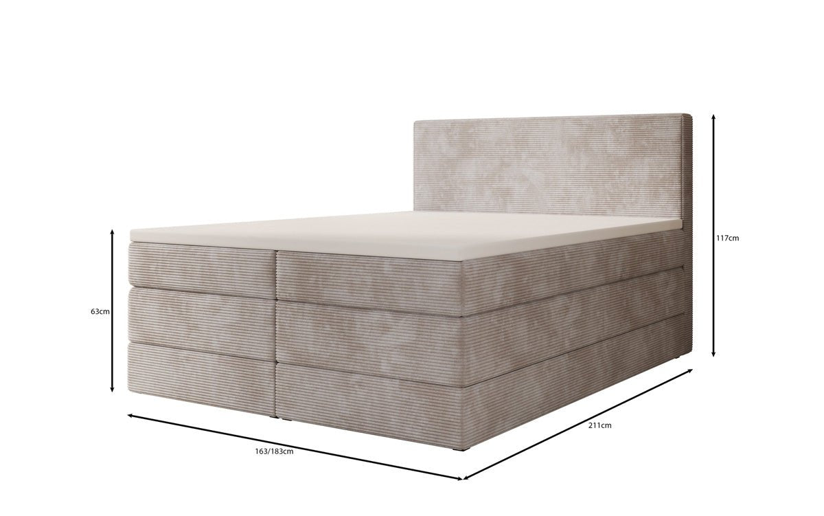 Box spring bed Noren with storage in Corduroy