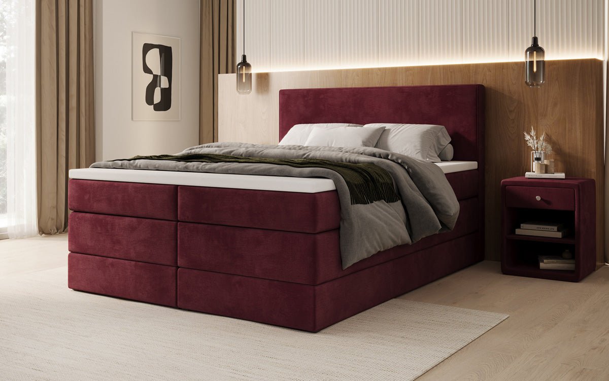 Box spring bed Noren with storage in velvet