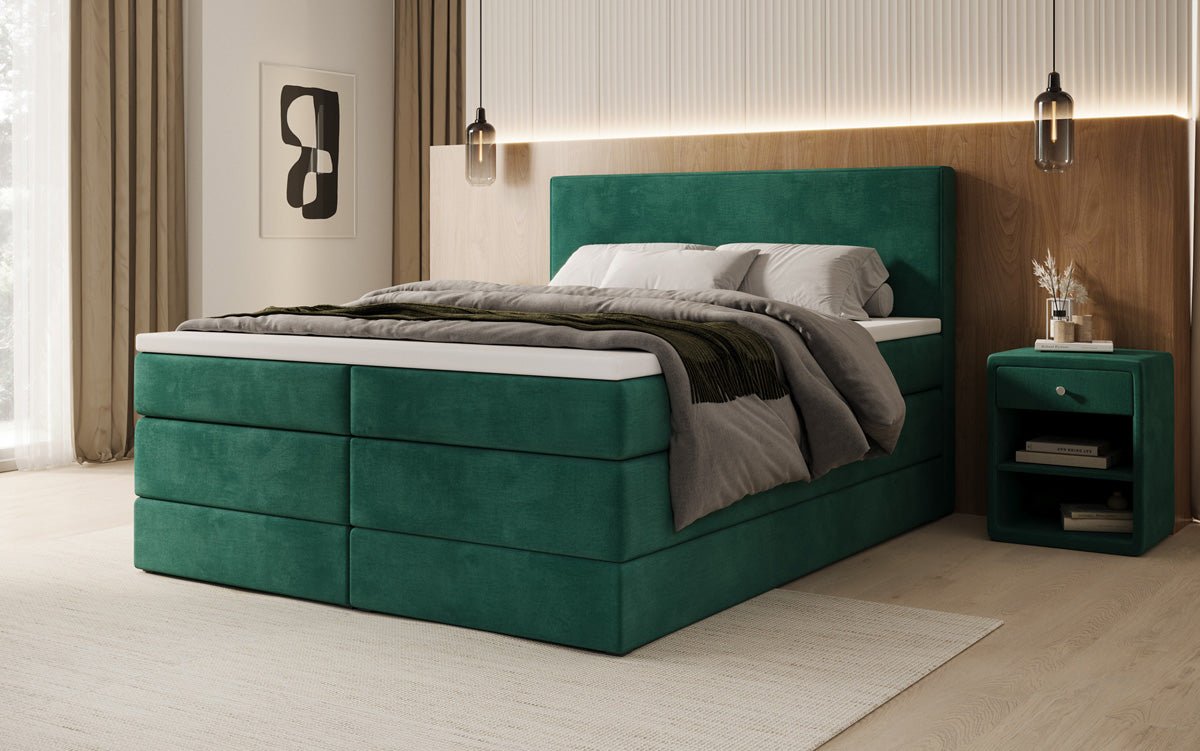 Box spring bed Noren with storage in velvet