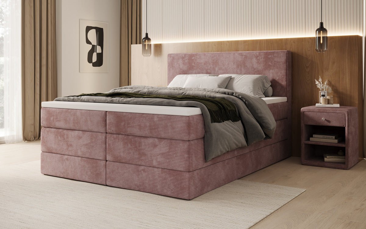 Box spring bed Noren with storage in Corduroy
