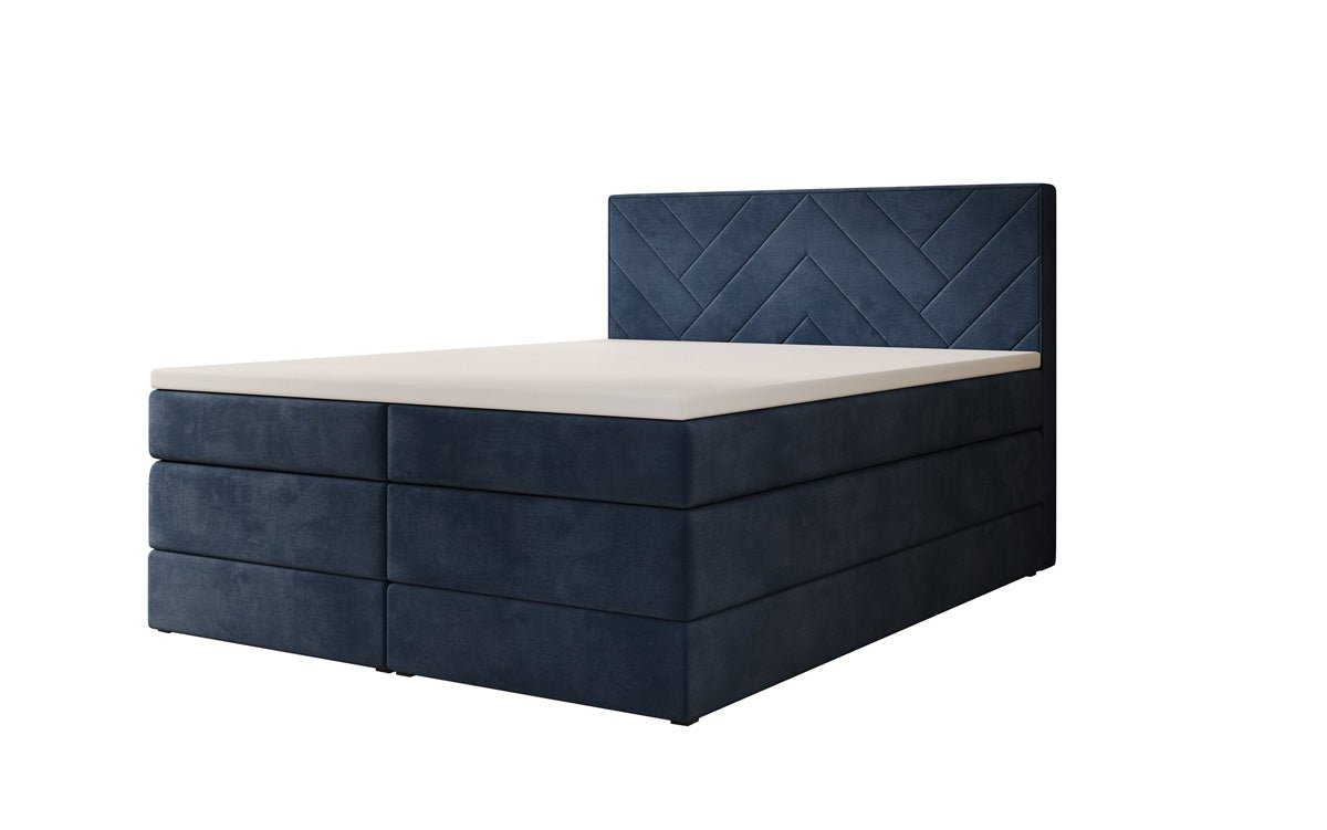 Box spring bed Norella with storage in velvet