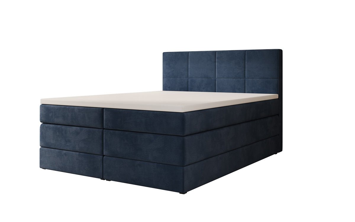 Lit boxspring Mareno avec rangement en Velours