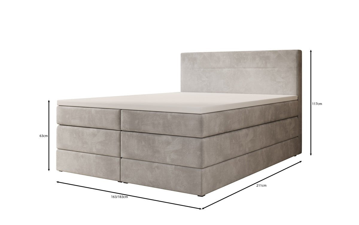 Box spring bed Lavero with storage in velvet